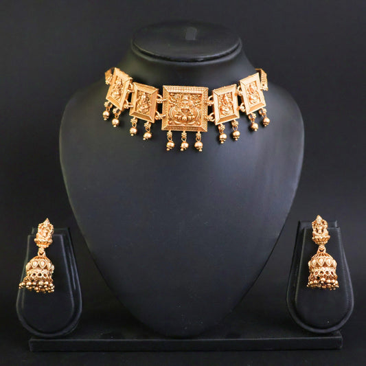 Gold plated Lakshmi design Party Wear Choker Set