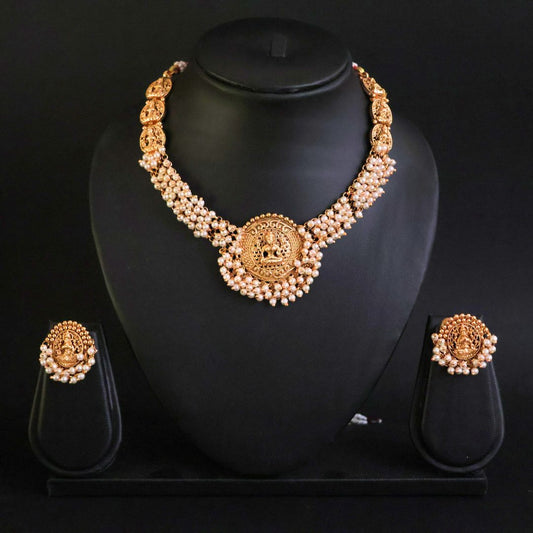 Golden Lakshmi Temple Jewellery Set