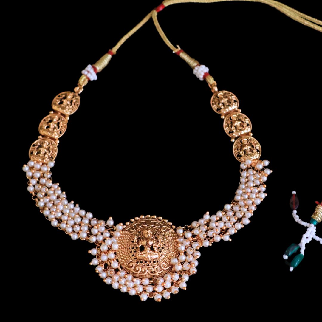 Golden Lakshmi Temple Jewellery Set