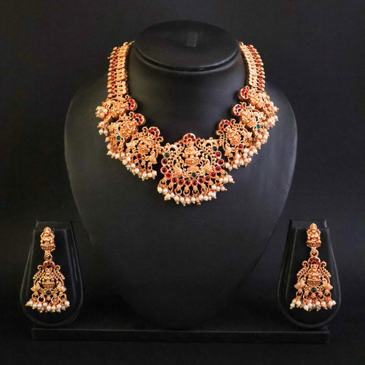 Gold Toned Lakshmi Temple Choker Set