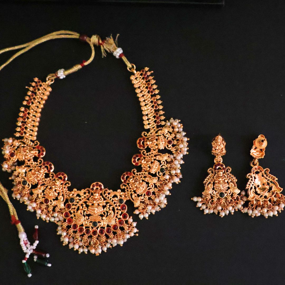 Gold Toned Lakshmi Temple Choker Set