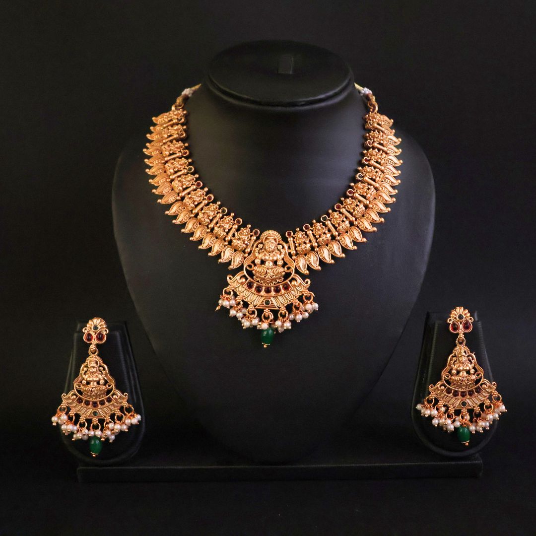 Gold Toned Lakshmi Temple Choker Set