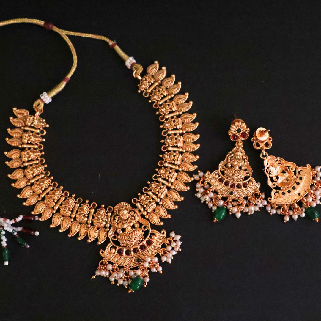 Gold Toned Lakshmi Temple Choker Set