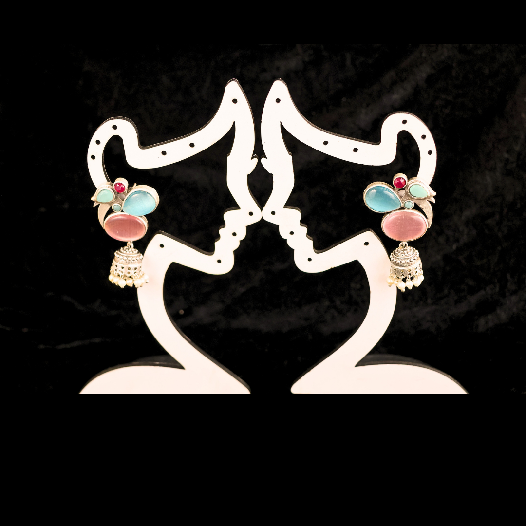 Silver Parrot Jhumka