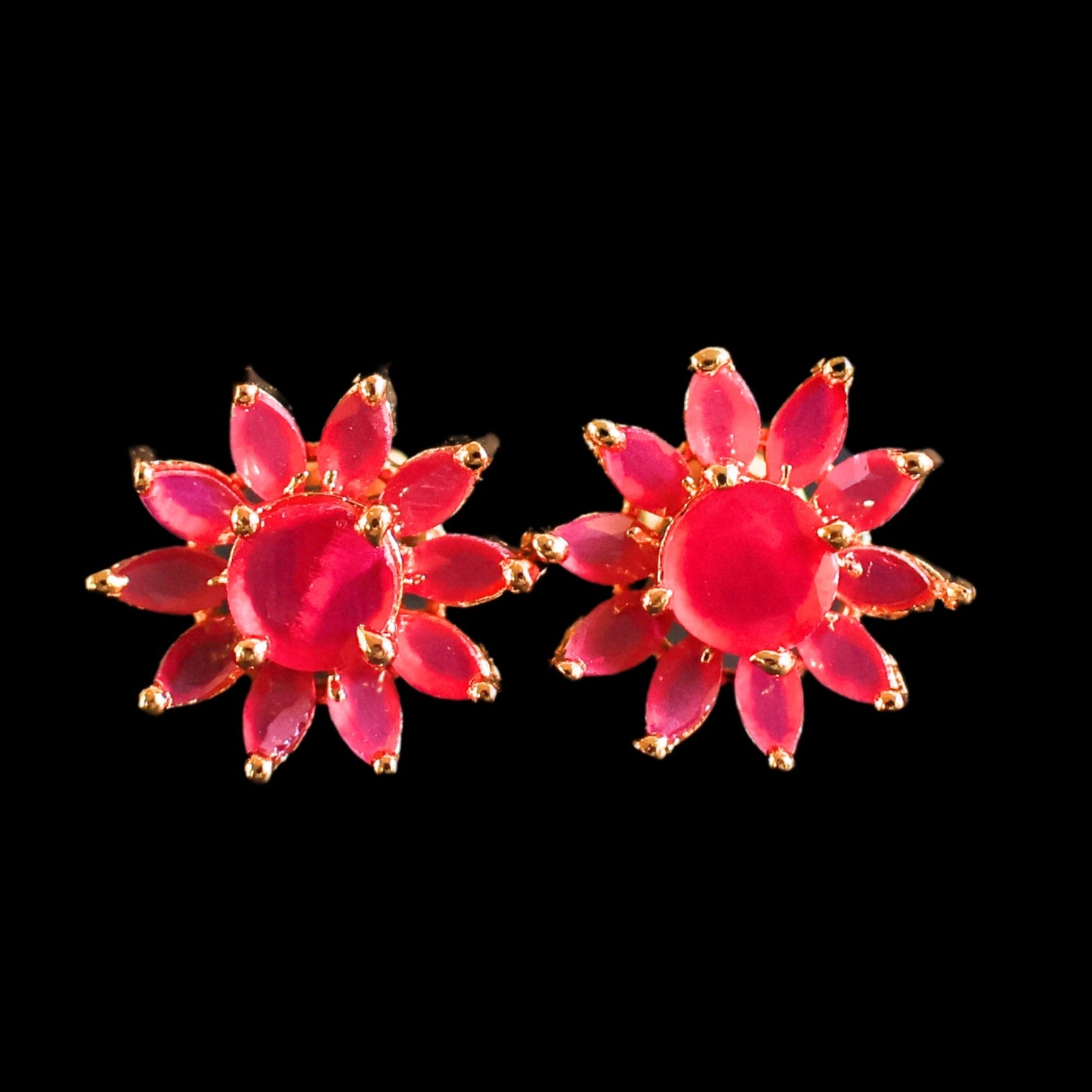 Gold toned pink American Diamond Studs