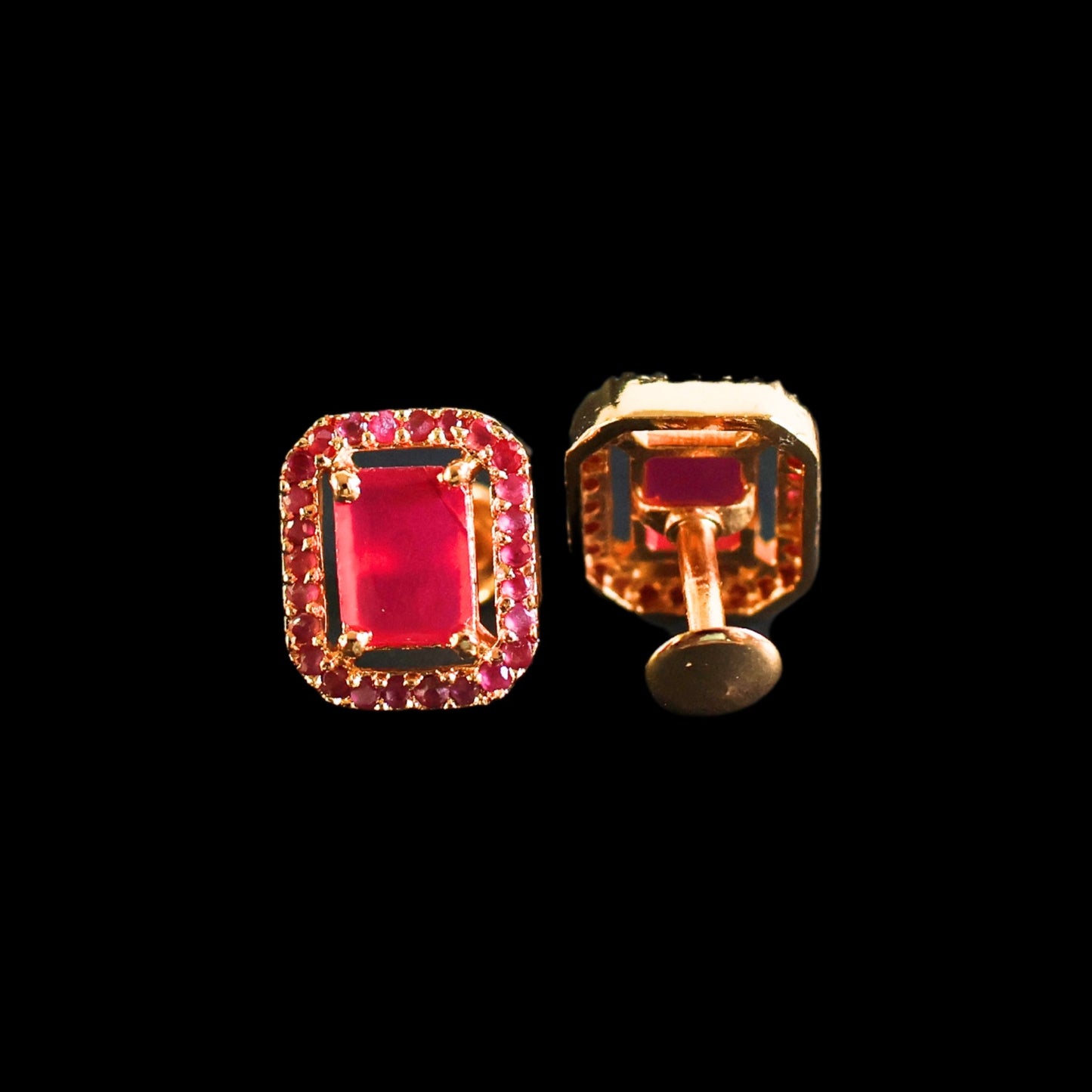 Gold toned pink American Diamond Studs