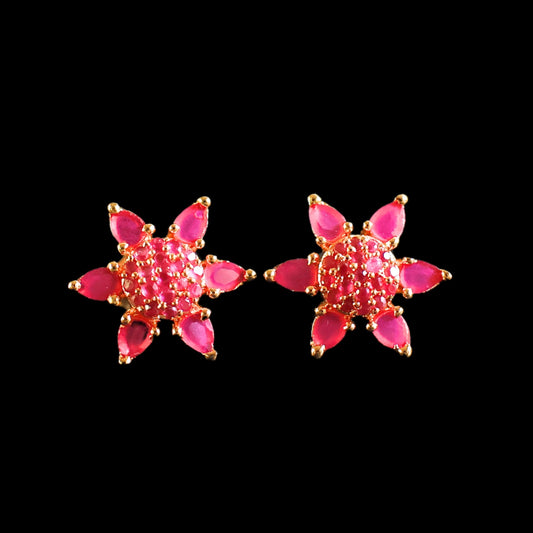 Gold toned pink American Diamond Studs