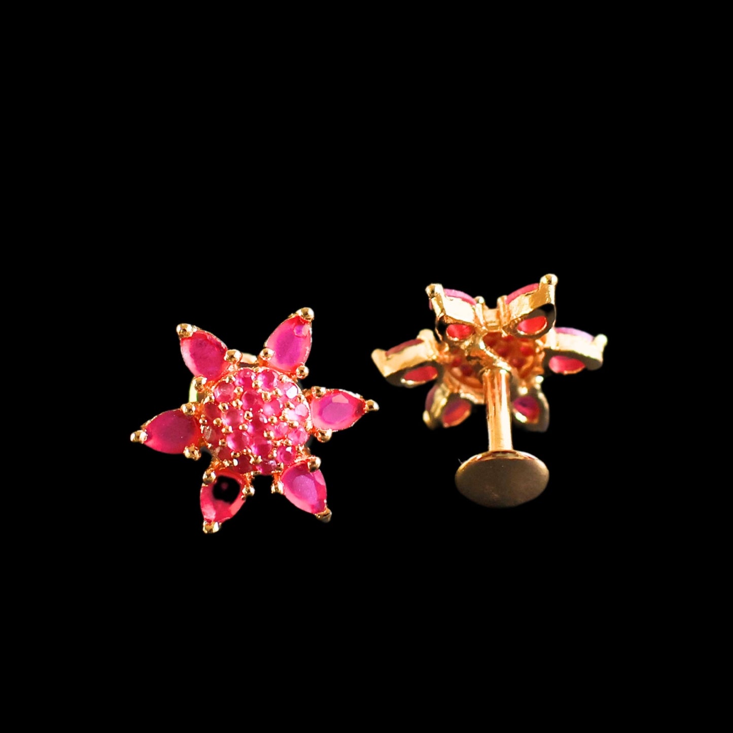 Gold toned pink American Diamond Studs