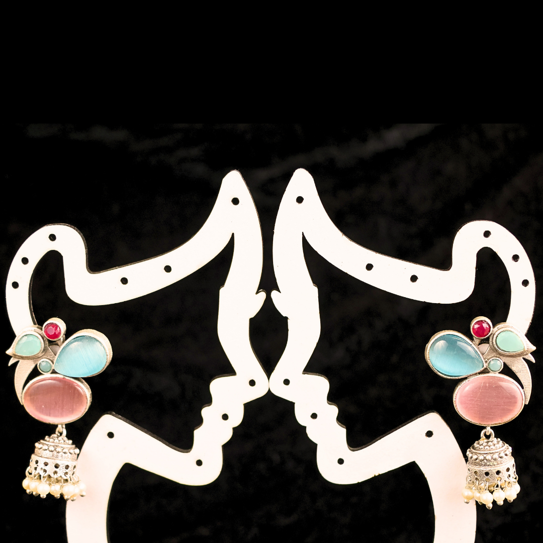 Silver Parrot Jhumka