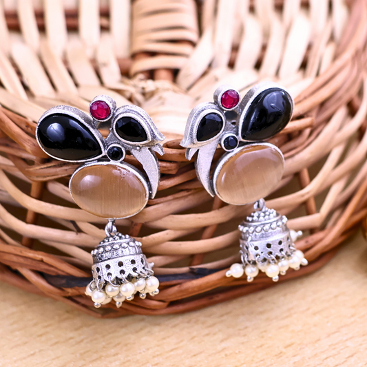 Silver Parrot Jhumka