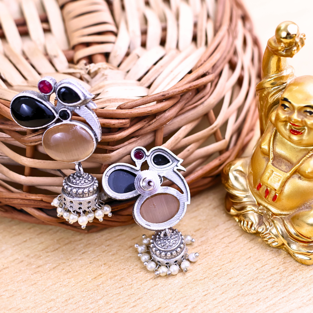 Silver Parrot Jhumka