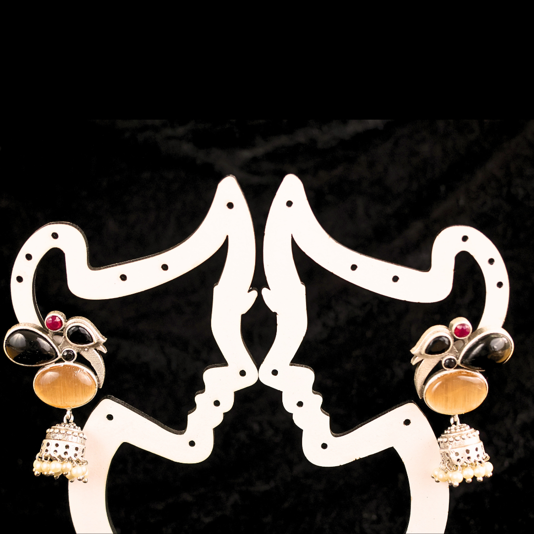 Silver Parrot Jhumka