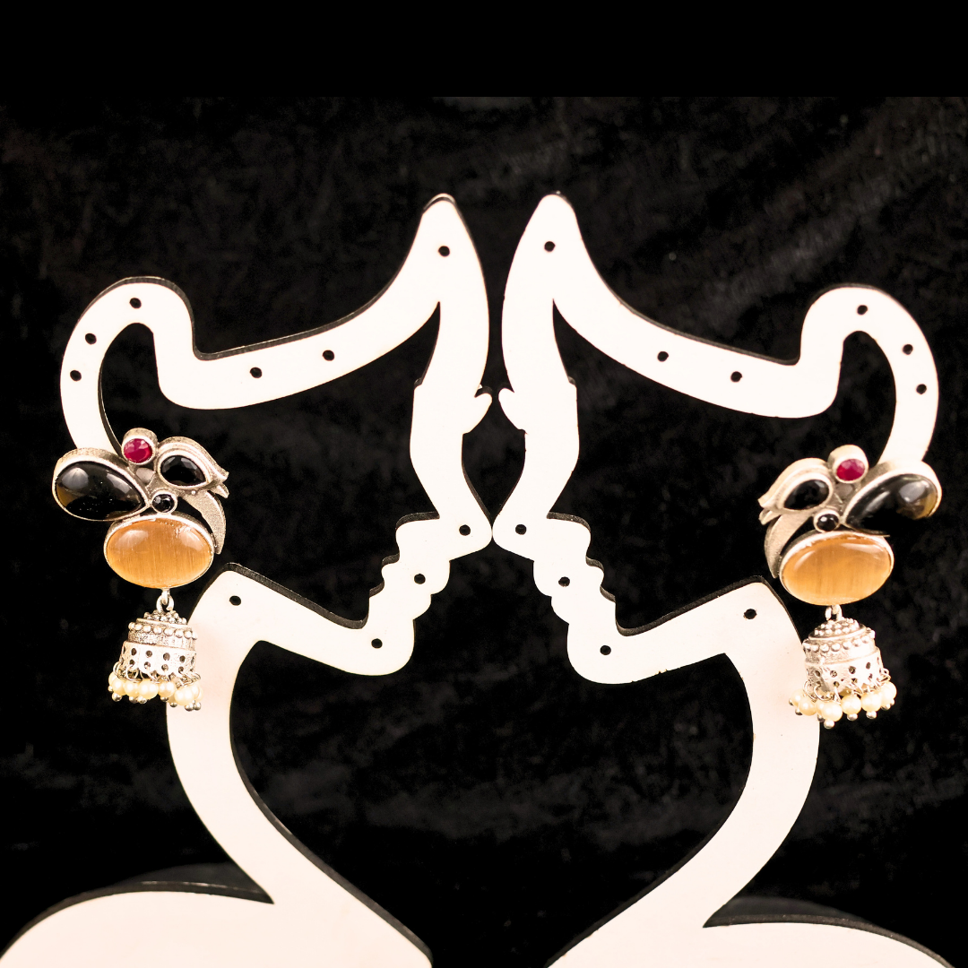 Silver Parrot Jhumka